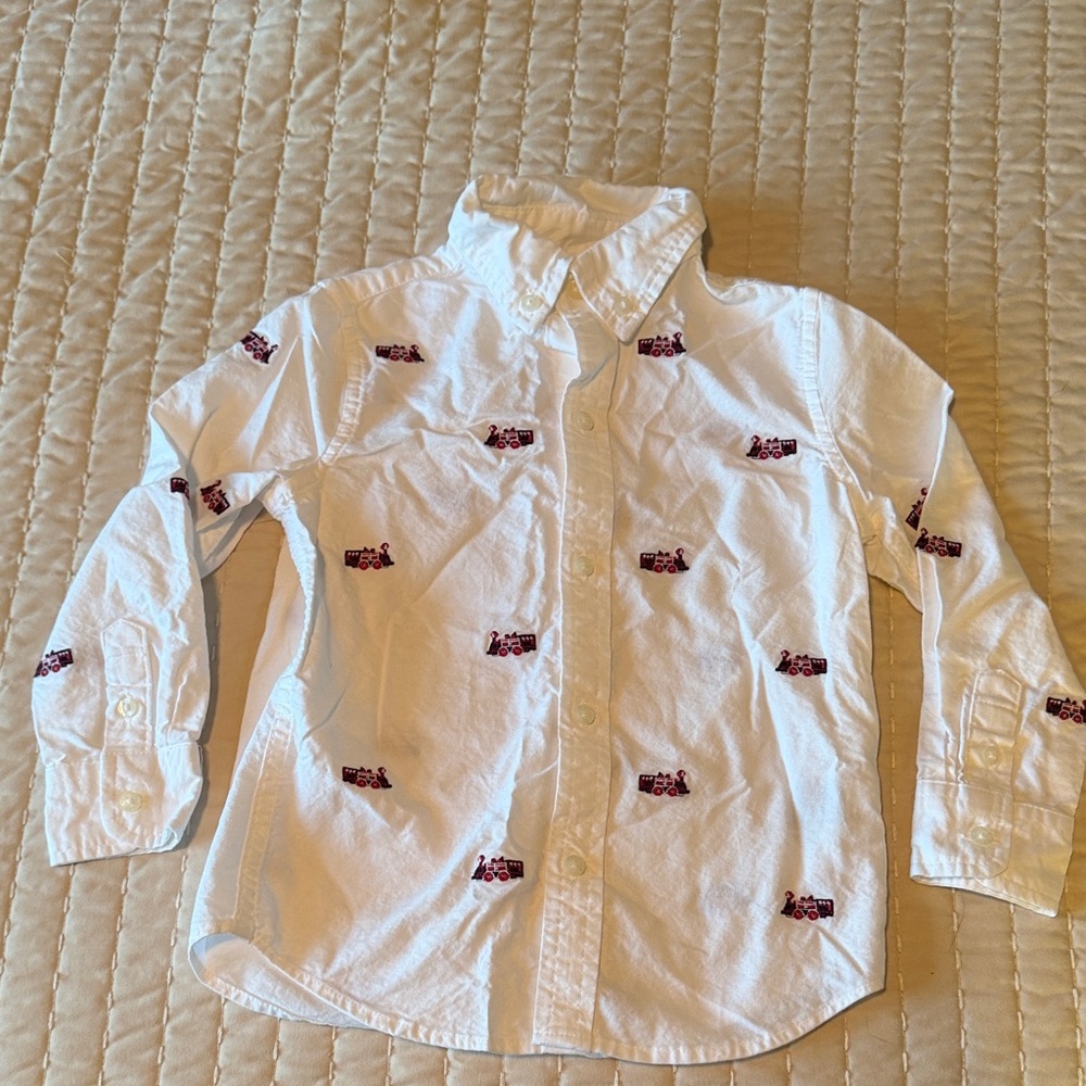 Janie and Jack White Button-Down Shirt with Red Details